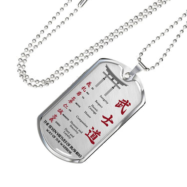 7 Virtues of Bushido Samurai Pendants Necklace - 7 Virtues of Warrior Dog tags